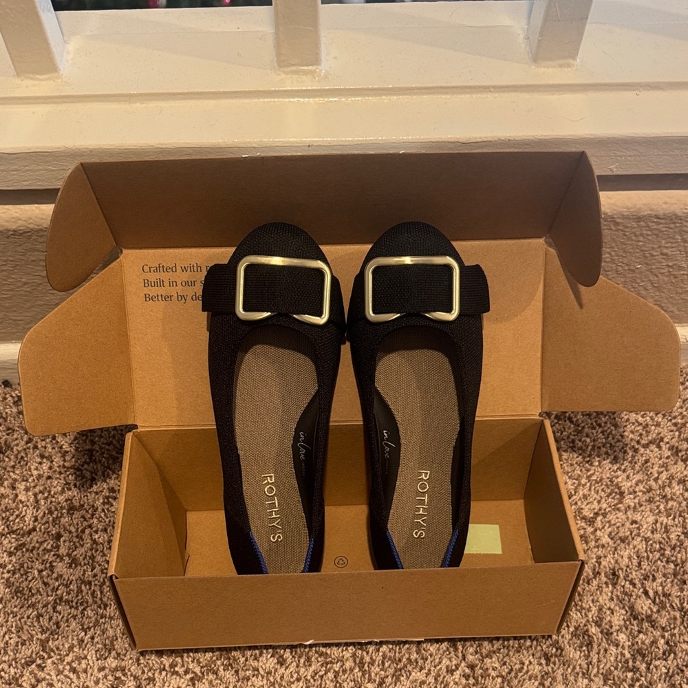 Rothy's Black Flats with Bold Buckle Limited Edition